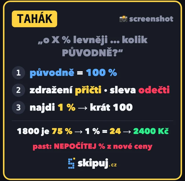 Tahák: sleva o procenta, kolik původně